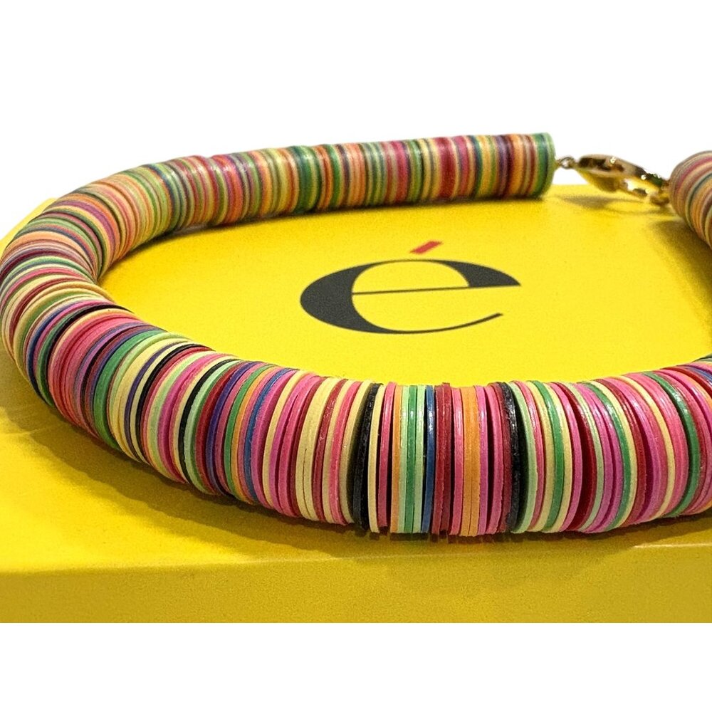 ELIOU Poma Gold-Plated, African Vinyl Bead Necklace - Picture 4 of 8